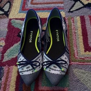 Rothy's Blue and White Patterned Flats